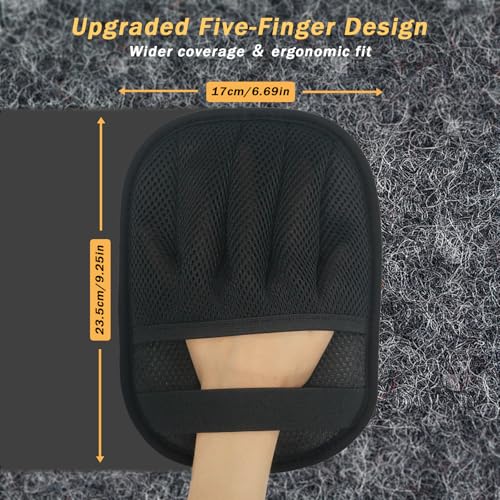 AUBELL Pet Hair Removal Glove for Dogs & Cats,2025 Upgrade Five-Finger Electrostatic Magic Brush,Animal Fur Removal Tool,Reusable Efficient Pet Hair Remover for Couch,Carpet,Clothes（1Pcs,Black） - color: Black