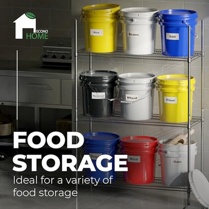 5-Gallon Grey Bucket Pail Container with Lid | Metal Handles with Plastic Grip | Multi-Use | Easy Stack and Store | Heavy-Duty, Approx 90 MIL, Extra Durable | Food Grade | BPA Free - 1 Pack - color: Gray, size: 1 Pack