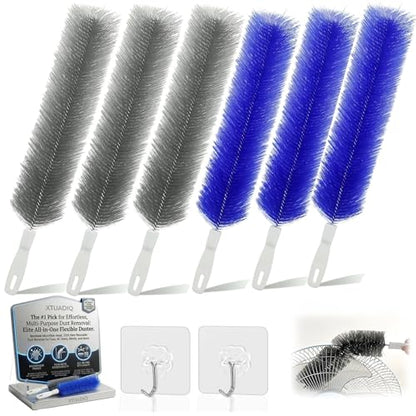 Bendable Microfiber Head, 2026 New Reusable Dust Remover, Fan Brush Cleaner Washable Ldeal, Multi Purpose Dust Removal Brush for Electric Fans Air Conditioning, Home Car Vents, Curtain (6pcs) - color: 6pcs
