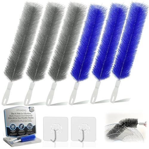 Bendable Microfiber Head, 2026 New Reusable Dust Remover, Fan Brush Cleaner Washable Ldeal, Multi Purpose Dust Removal Brush for Electric Fans Air Conditioning, Home Car Vents, Curtain (6pcs) - color: 6pcs