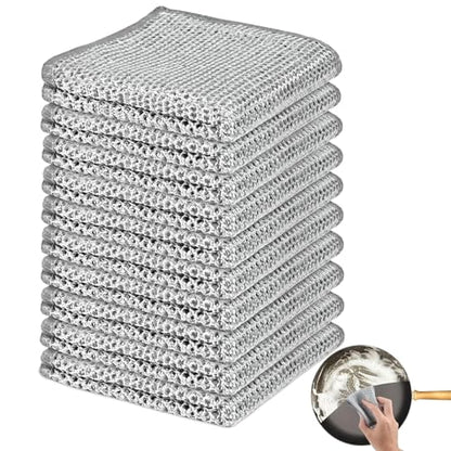 10 Pack Reusable Steel Wire Scrub Cloths, Heavy-Duty Double-Layer Cleaning Pads for Kitchen, Dishes, Oven & Sink - color: 10 Pairs of Double-layer Cloths