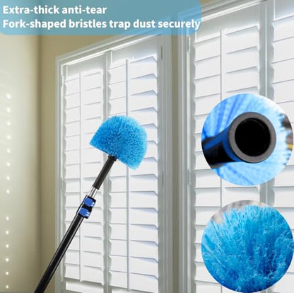 3 Pack Screw on Webster Cobweb Duster Head for Pole,Spider Web Remover Brush, Cobweb Duster Head Attachment,Fits Standard 3/4 inch Threaded Poles (3, Blue) - color: Blue