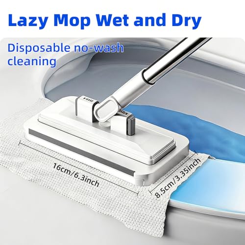Push Clamp Mini Mop Stick with 39in Short Handle — Zero-Touch Gap Dust Cleaner & Press Lock Small Mop Head, Lazy Mops Wet and Dry for Kitchen Bathroom Toilet Cleaning with 10 Cloths - size: 1 mini mop+10 cloths