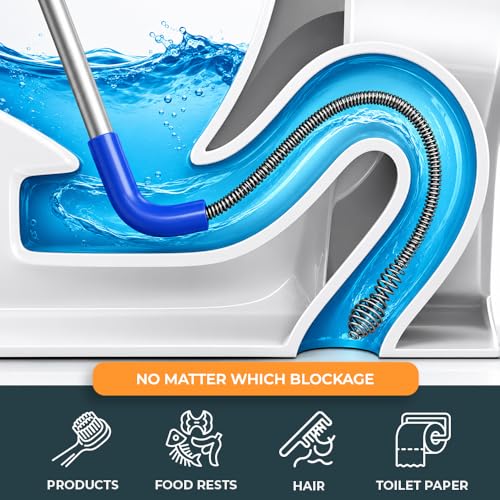 Meisterfaktur toilet snake [6 feet] - toilet auger for heavy toilet blockages - No damage thanks to silicone protection - the closet auger for real DIYs! (6 FEET)