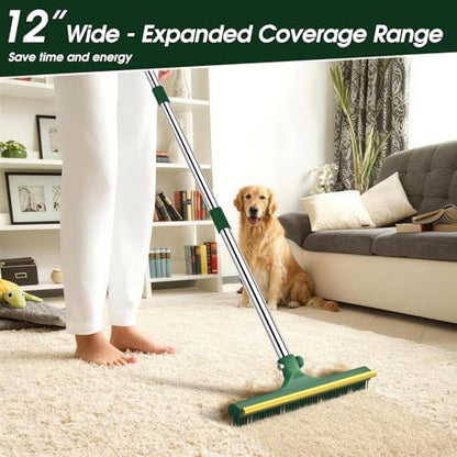 Carpet Rake for Pet Hair Removal, 60’’ Dual-Side Pet Hair Removal Tool with Adjustable Handle, 3 in 1 Reusable Lint Remover Dog Cat Fur Remover Broom for Rugs, Mats, Beds, Stairs, Couch