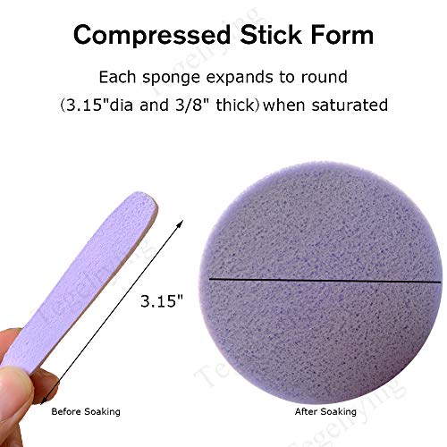 Facial Sponge Compressed,60 Pcs PVA Professional Makeup Removal Wash Round Face Sponges Spa Pads Exfoliating Cleansing for Women,Purple - color: Purple