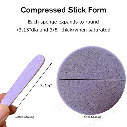 Facial Sponge Compressed,60 Pcs PVA Professional Makeup Removal Wash Round Face Sponges Spa Pads Exfoliating Cleansing for Women,Purple - color: Purple