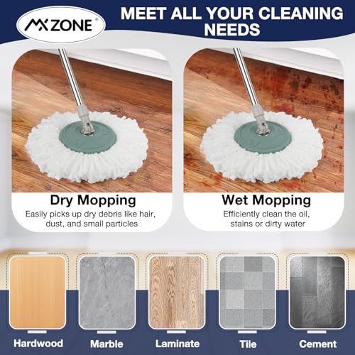 4 Premium Replacement Mop Heads Refills, Compatible for Hurricane Spin Magic Mop Head, fits 6.3‘’ Standard Replacement Round Spin Mop Heads Microfiber, Inner Hole 2.5'' Only - Machine Washable, White - size: 4 Count (Pack of 1)