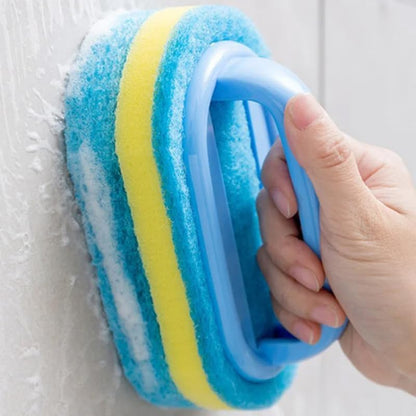 Ergonomic Cleaning Brush with Shower Sponge, Multi-Purpose Scrubber for Bathroom, Kitchen, Bathtub, Toilet, Efficient Deep Cleaning Tool, Blue - color: Blue