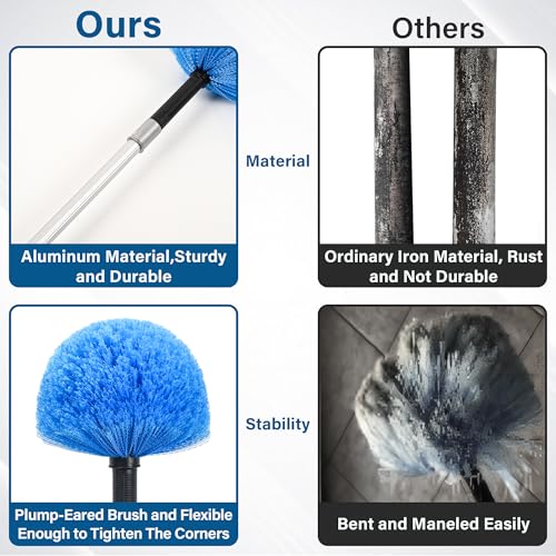 Cobweb Duster Head Brush, Spider Web Brush for Cleaning Spider Webs Outdoor & Indoor, Screw-on Corner Duster Fits Standard Acme Threaded Extension Poles, Webster Cobweb Duster Brush