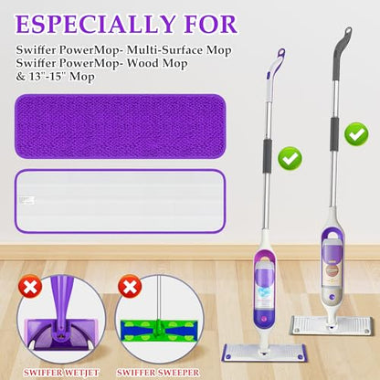 Microfiber Mop Pads for Swiffer PowerMop: Papclean Wet Dry Mopping Pads Refill - 3 Pcs Reusable Cloths for 13" -15" Power Mop Wood Multi-Surface Floor Cleaning - size: 3 Pack