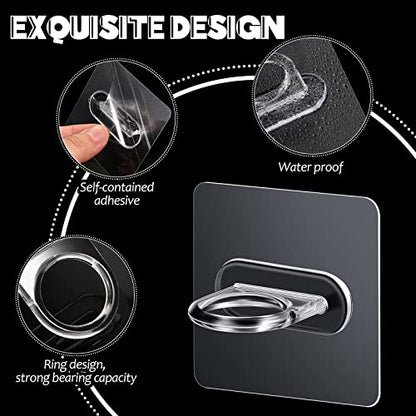 Bucherry 14 Pcs Spray Bottle Holder Spray Bottle Hanger Adhesive Clear Hooks Shower Curtain Rod Holder Wall Mount Utility Hooks Decorative Shower Curtain for Kitchen Home Bathroom Accessories