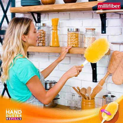 Millifiber 360° Reusable Duster Refills for Swiffer Hand Dusters (6-Pack) | Handle not included, microfiber duster covers, machine washable duster cleaning pads - size: 6 Count (Pack of 1)