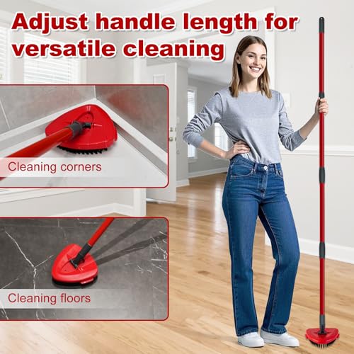 DLAIMI Mop Handle Replacement for Ocedar, 4 Section 30" to 58" Extendable Length Mop Stick for Ocedar Spin Mops Refills and Brooms Floor Cleaning, Include Base and Scrub Brush - size: Mop Handle&Brush&Base