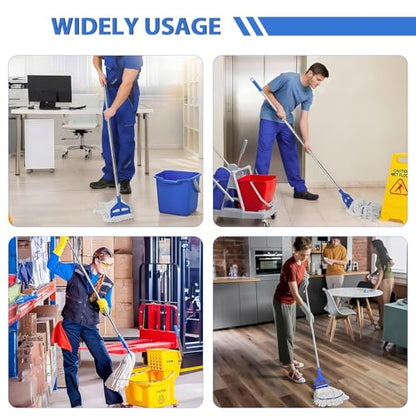 Heavy Duty Loop-End String Mop - Commercial Industrial Mop with Extra Replacement Heads, 59" Long Handle for Garage Workshop Warehouse Floor Cleaning - Effortless & Durable