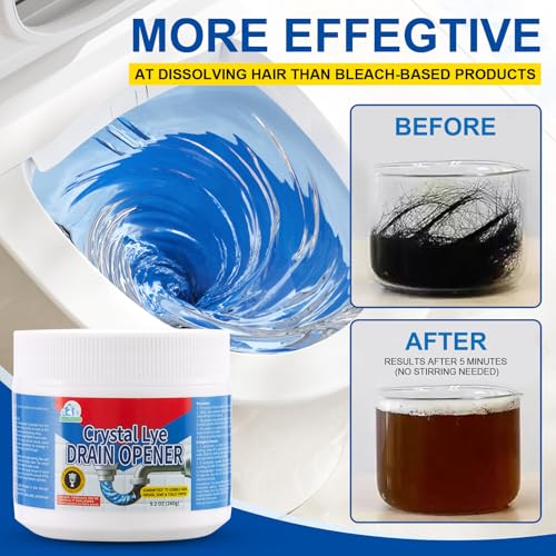 BELL BIRD Drain Opener, 9.2oz Crystal Lye Sodium Hydroxide, Clog Remover for Sinks, Drains, Showers & Bathtubs, Heavy Duty Pipe Cleaner (1 PCS) - size: 1 PSC
