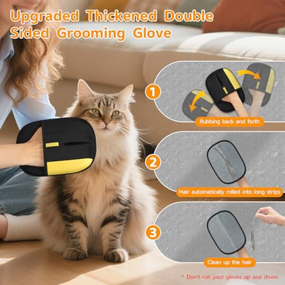 Pet Hair Remover - 2025 New Electrostatic Magic Brush Pet Hair Remover Glove, Reusable Cat & Dog Hair Remover Tool for Clothing, Couch, Furniture, Carpet, Car Seat, Cat Grooming Glove, 1 PCS - color: 1pcs-BlackYellow