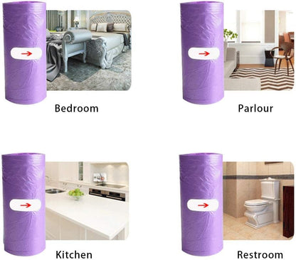 100 Counts 4 Gallon Trash Bags, 23.6 Inch x 17.7 Inch Kitchen Small Garbage Bags with Handles for Bathroom, Household Contractor Bags (Purple)