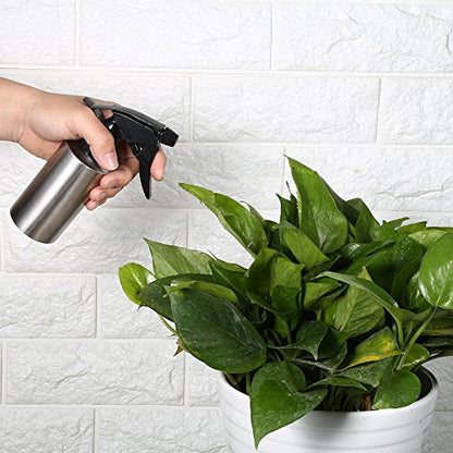 Fdit Plant Spray Bottle 250ml Stainless Steel Watering Can, Adjustable Nozzle for Mist or Stream No Clog, Lightweight Portable Design for Garden Flowers Home Use
