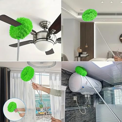 Duster Mop with Extension,Dust Mop Reusable Fan Cleaning Tool for Home, Car, Office, Blades, Windows, Glass Furniture,Green - color: Green