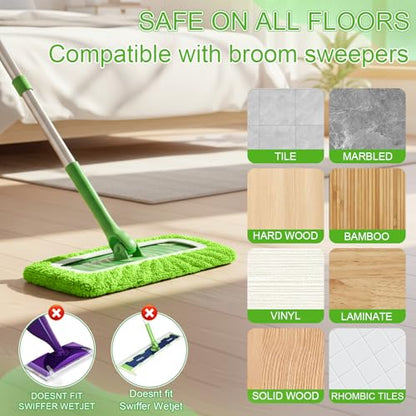 5 Pack Reusable Microfiber Mop Pads - Dry Sweeping Cloths & Wet Mopping Cloths - Washable Wet Pads Refill for Mopping Floors (Mop is not Included), Green - color: Green 5-pack