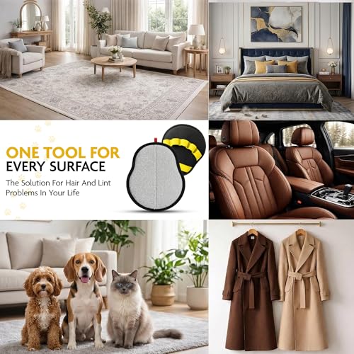 Pet Hair Removal Glove | Cats and Dogs | Reusable Electrostatic Fur Remover with Upgraded Dual-Directional Bristles | Non-Slip Finger Loop Design for Laundry, Furniture, Clothes, Couch & Car (Yellow) - color: Yellow
