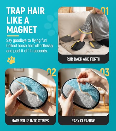Pet Hair Removal Glove for Dogs & Cats - Upgraded Reusable Electrostatic Pet Hair Glove, Pet Hair Remover Tool for Laundry, Couch, Carpet & Car Seat, Gentle Grooming Mitt - color: Balck/Blue