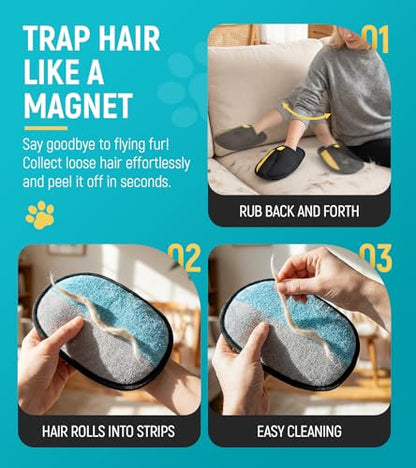 Pet Hair Removal Glove for Dogs & Cats - Upgraded Reusable Electrostatic Pet Hair Glove, Pet Hair Remover Tool for Laundry, Couch, Carpet & Car Seat, Gentle Grooming Mitt - color: 2PCS-BlackBlue