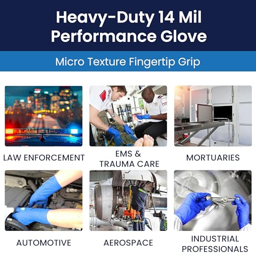 Adenna HERO Disposable Latex Gloves - 14 Mil, NFPA-Approved Heavy Duty Glove with 12" Extended Cuff & Micro-Textured Grip, Exam Grade, Powder Free, Pack of 50, 2X-Large, Blue - size: 2X-Large (Pack of 50)