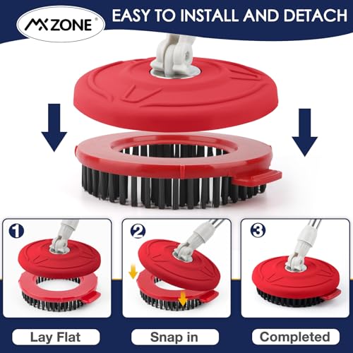 Spin Mop Brush for Hurricane 360°Spin Mop Systems, Scrubber Brush Replacement Head with Stiff Bristle, Great for Bathroom Kitchen Pool, Glass and Tile Walls, Round Shape Standard Universal Size - size: Round scrub brush