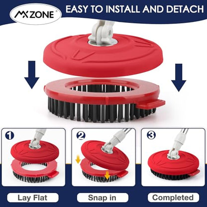 Spin Mop Brush for Hurricane 360°Spin Mop Systems, Scrubber Brush Replacement Head with Stiff Bristle, Great for Bathroom Kitchen Pool, Glass and Tile Walls, Round Shape Standard Universal Size - size: Round scrub brush