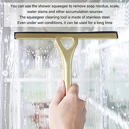 Stainless Steel Mini Squeegee Shower Squeegy Rechargeable Window Vac Window Squeegee for Glass Doors Walls, Sink, Mirror, Bathroom, Car Window Kitchen Mirror
