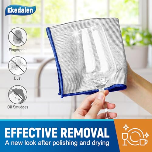 Microfiber Cleaning Cloth Polishing Glass Cleaner Absorbent Kitchen Towel Quick Drying Miracle Lint Free Rags for Household Auto Detailing Bathroom, Pack of 6, 12 x 12 Inch, Sliver-Blue - color: Sliver-blue, 12 X 12 Inch
