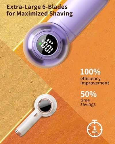 coldSky Fabric Shaver, 𝟮 𝗶𝗻 𝟭 Lint Remover with Brush, 1200mAh Sweater Shaver with Digital Display,3 Speeds Lint Shaver, 6-Leaf Blades Lint Remover for Clothes, Sofa, Bedding,Purple - color: Purple