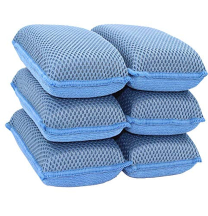 Miracle Microfiber Kitchen Sponge by Scrub-It (6 Pack) - Non-Scratch Heavy Duty Dishwashing Cleaning sponges- Machine Washable - (Blue) - color: Blue