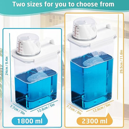 Laundry Detergent Dispenser-2 Pack, 61 oz Detergent Dispenser with 4 Removable Labels, Laundry Soap Dispenser for Laundry Room Organization and Storage, BPA Free & PET Plastic Clear - size: 1 Count (Pack of 1)