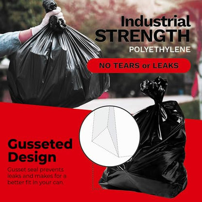 ToughBag 55 Gallon Contractor Trash Bags, 2 Mil Thick (30 Count) - Heavy Duty Drum Liners, Industrial & Commercial Black Garbage Bags - Made in USA