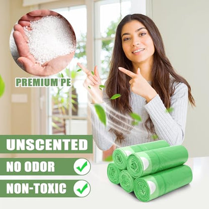 4 Gallon Trash Bags Drawstring 100 Count, JUKFITA Strong Small Garbage Bag, Unscented Trash Can Liners for Bathroom Restroom Office Kitchen, Green - color: Green, size: 100 Count (Pack of 1)