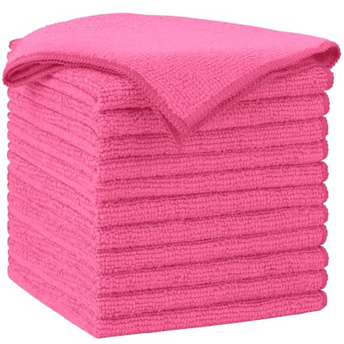 AIDEA Microfiber Cleaning Cloth-12PK, Soft Microfiber Towels for Cars, Absorbent Cleaning Rags, Lint-Free Streak-Free Wash Cloths for House, Kitchen, Window(12in.x12in), Pink - color: Pink, size: 12 in. x 12 in.