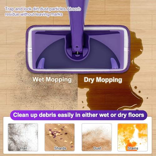 Updated & Innovative Cationic Mop Pads for Swiffer Wet Jet and Most Velcro 10" 11" 12" Spray Mops, Reusable Swiffer Wet Jet Mop Pads Replacement