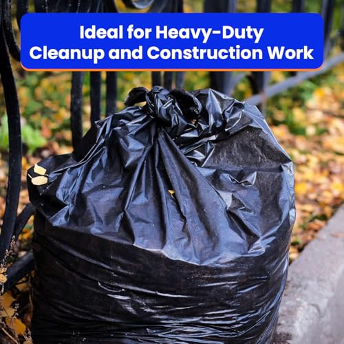 Berkley Jensen Heavy Duty Contractor & Industrial Bags - 42 Gallon, 32 Count - Black Contractor Trash Bags - 3 Mil Thick, Tear & Puncture Resistant - Ideal for Construction Cleanup & Professional Use