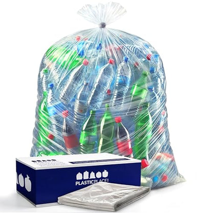 Plasticplace - W55LDC2 55-60 gallon Trash Bags │ 2 Mil │ Clear Heavy Duty Garbage Can Liners │ 38” x 58” 1 Count (Pack of 50)