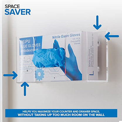 Stock Your Home Acrylic Single Gloves Dispenser, Tissue Box Shelf, Glove Holder Wall Mount, for Kitchen, Cleaning Closet, Lab, Exam, Office - size: 1 Count, style: Single Stack