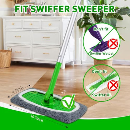 Reusable Mop Pads Compatible with Swiffer Sweeper Mops,Dry Flat mop Cover & Wet Pads Refills,Washable Microfiber Mop Pads for Floor Cleaning(8 Gray) - color: Gray