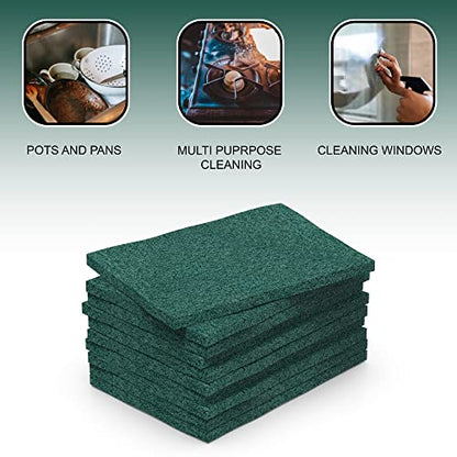100 Pack Heavy Duty Scouring Pads, Green Scrubbing Pads, 3x4 Inch | Reusable Scrub Pads for Cleaning, Non Scratch, Household Multipurpose Scrubbers For Kitchen, Dishes, Pots, Pans, Metal Grills - size: 3 X 4 100 Pack