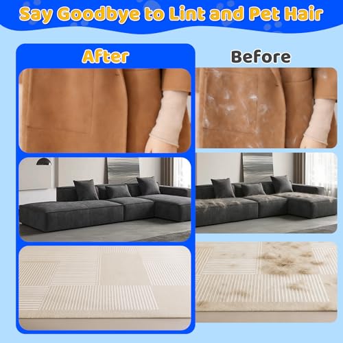 Upgraded Five-Finger Electrostatic Pet Hair Removal Glove for Cats & Dogs, Reusable Magic Brush Effortless Pet Hair Remover Mitt Tool for Couch, Clothing, Carpet, Car Seat, Blue (1 Pack)