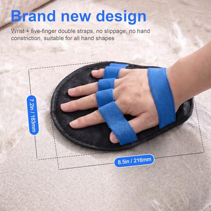 Upgraded Five-Finger Electrostatic Pet Hair Removal Gloves, Reusable Cat & Dog Hair Remover for Couch, Furniture, Carpet, Car Seat, Clothing - Magic Brush Pet Grooming Glove (Blue) - color: Blue
