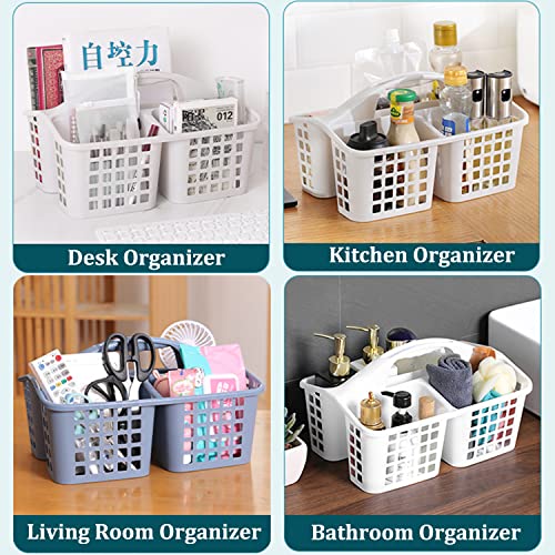 Haundry Plastic Shower Caddy Basket with 3 Compartments, Portable Divided Cleaning Supply Storage Organizer with Handle (Pink) - color: A Style-Pink