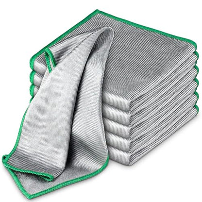 Airlab Glass Polishing Cloth Streak Free Miracle Cleaning Cloth Lint Free Microfiber Cleaning Rags for Glasses Kitchen Dish Mirrors Easy Clean, Pack of 6, 12" x 12" - color: Sliver, Pack of 6