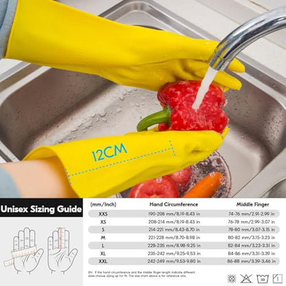 Vgo... 1-Pair Reusable Household Gloves, Rubber Dishwashing gloves, Extra Thickness, Long Sleeves, Kitchen Cleaning, Working, Painting, Gardening, Pet Care (Size M, Yellow, HH4601) - color: 1 Pair -Yellow, size: Medium